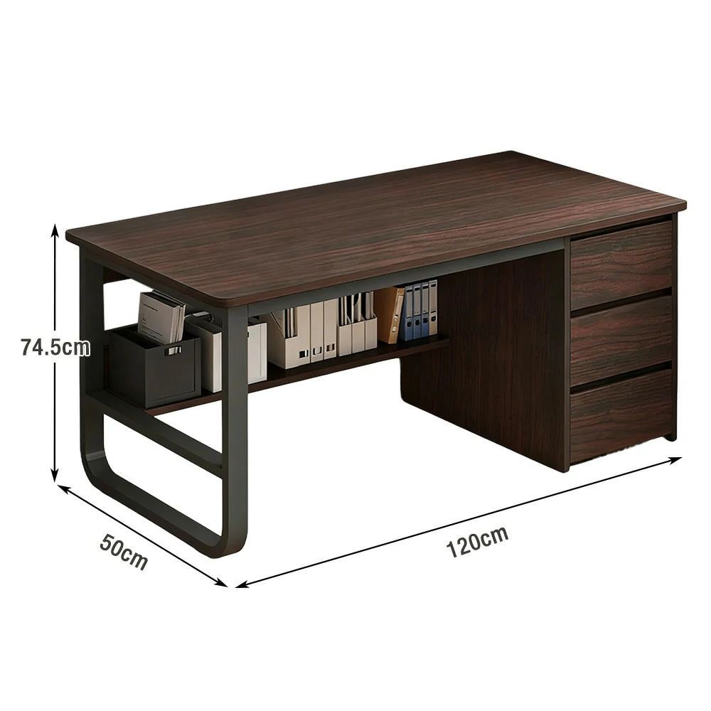 LIVARA Office Desk 100/120/140cm Space-Saving Design, Thickened Panels, Stable U-Legs, Rounded Edge - Walnut
