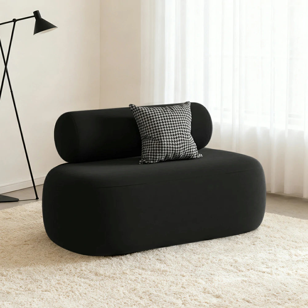 LIVARA 90/120/180cm Sofa Velvet Upholstered, Ergonomic Curved Design, High-Density Sponge, Soft Touch, Durable Comfort - Black
