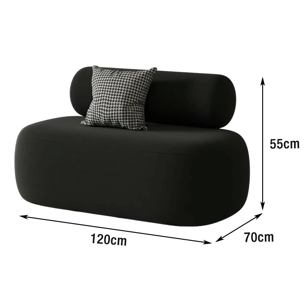 LIVARA 90/120/180cm Sofa Velvet Upholstered, Ergonomic Curved Design, High-Density Sponge, Soft Touch, Durable Comfort - Black