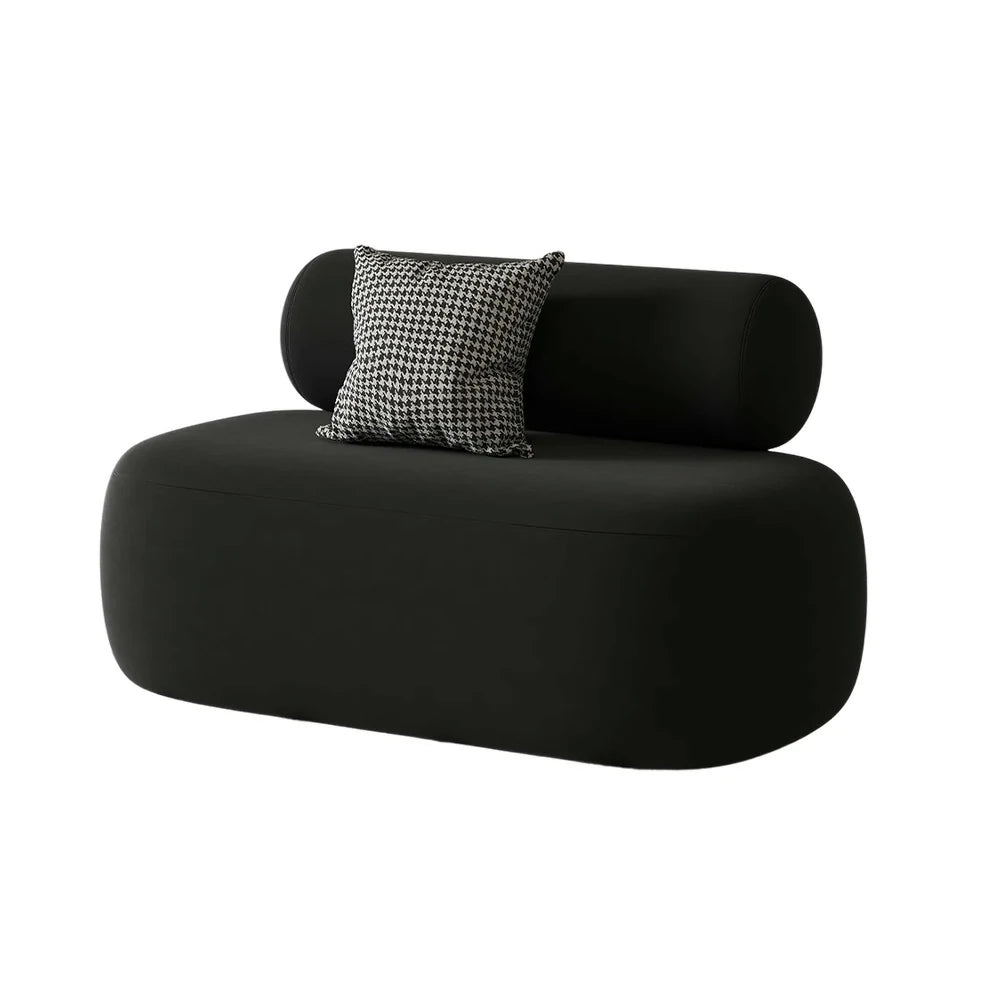 LIVARA 90/120/180cm Sofa Velvet Upholstered, Ergonomic Curved Design, High-Density Sponge, Soft Touch, Durable Comfort - Black