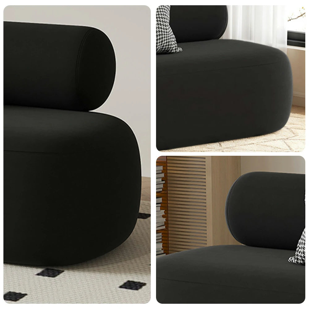 LIVARA 90/120/180cm Sofa Velvet Upholstered, Ergonomic Curved Design, High-Density Sponge, Soft Touch, Durable Comfort - Black