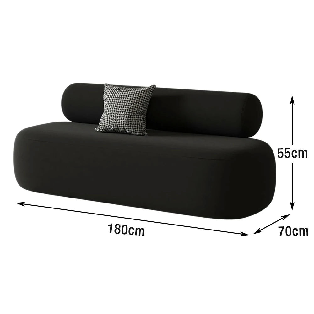 LIVARA 90/120/180cm Sofa Velvet Upholstered, Ergonomic Curved Design, High-Density Sponge, Soft Touch, Durable Comfort - Black