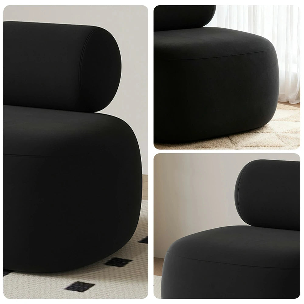 LIVARA 90/120/180cm Sofa Velvet Upholstered, Ergonomic Curved Design, High-Density Sponge, Soft Touch, Durable Comfort - Black