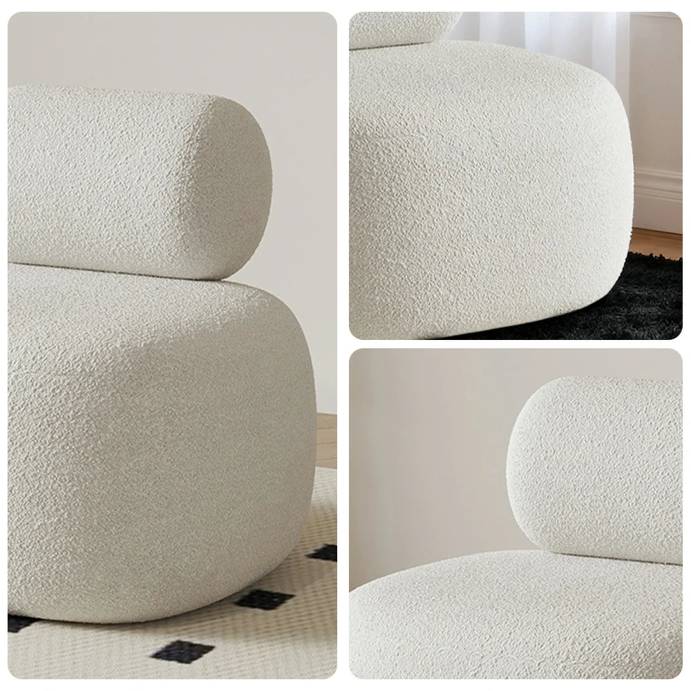 LIVARA 90/120/180cm Sofa Lamb Fleece Upholstered, Ergonomic Curved Design, High-Density Sponge, Soft Touch, Durable Comfort - White