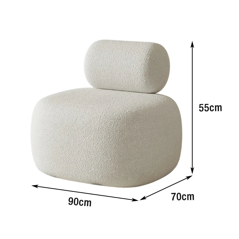 LIVARA 90/120/180cm Sofa Lamb Fleece Upholstered, Ergonomic Curved Design, High-Density Sponge, Soft Touch, Durable Comfort - White