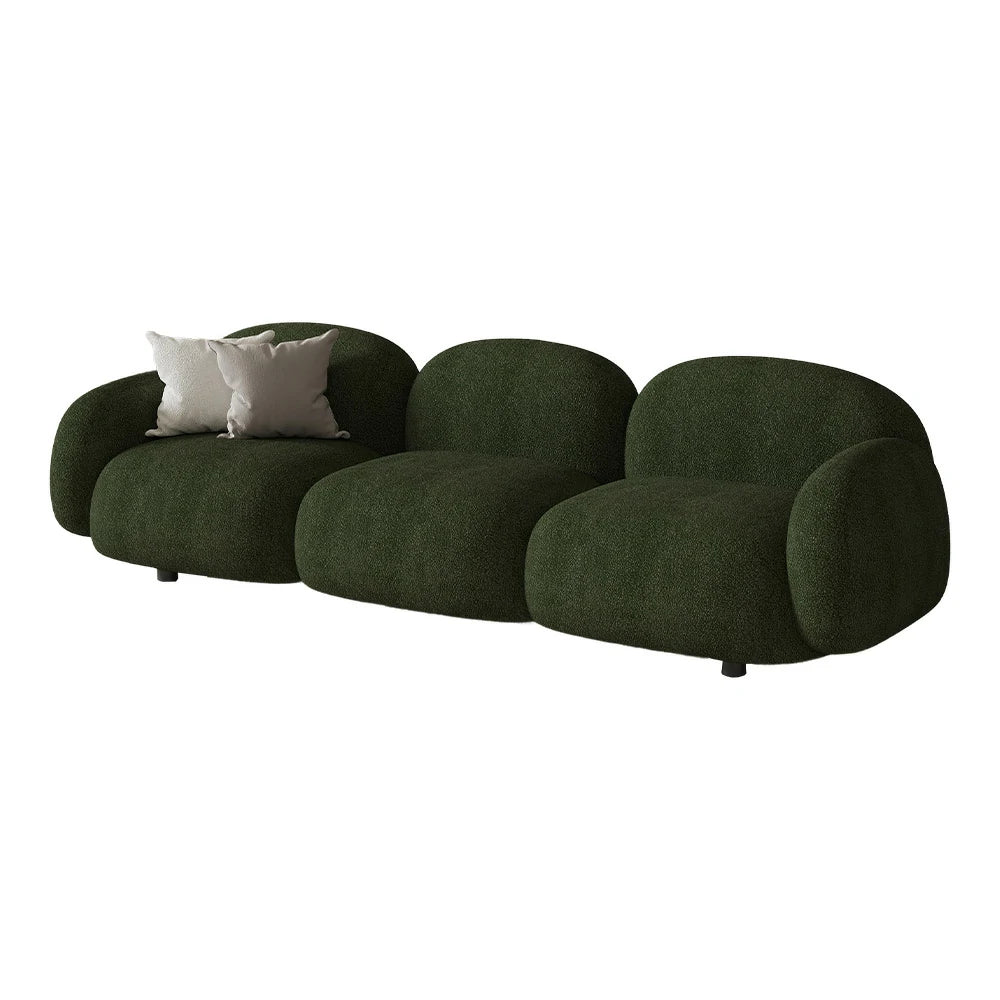 LIVARA 85/145/205cm Sofa Lamb Fleece Upholstered, Ergonomic Curved Design, High-Density Sponge, Soft Touch, Durable Comfort - Green