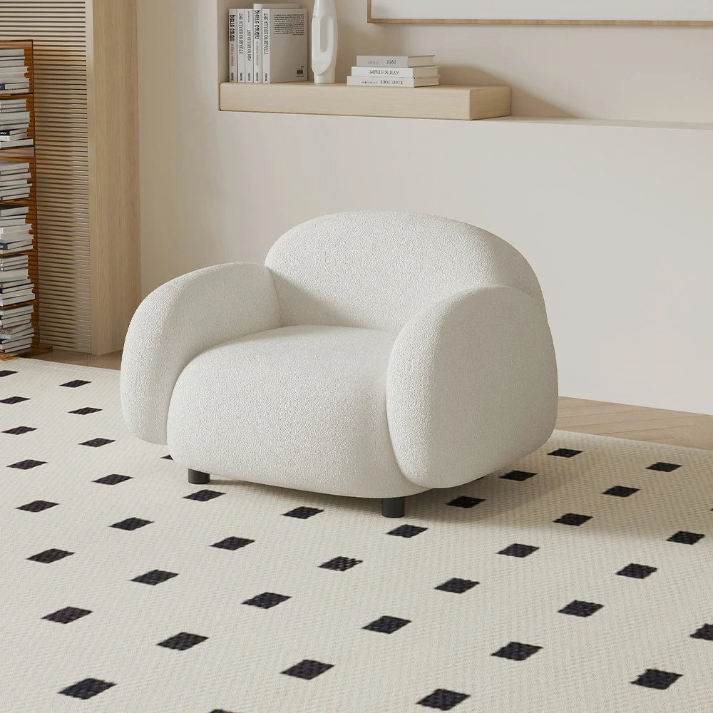 LIVARA 85/145/205cm Sofa Lamb Fleece Upholstered, Ergonomic Curved Design, High-Density Sponge, Soft Touch, Durable Comfort - White