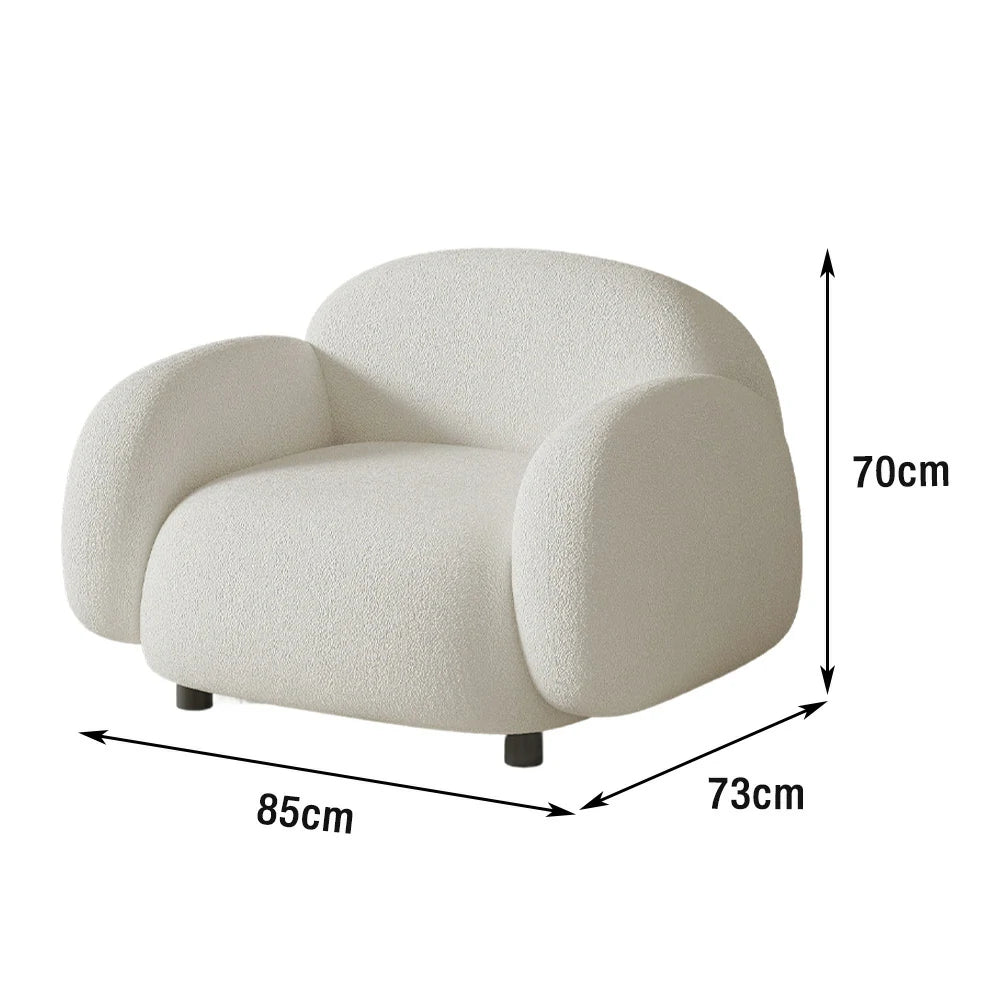LIVARA 85/145/205cm Sofa Lamb Fleece Upholstered, Ergonomic Curved Design, High-Density Sponge, Soft Touch, Durable Comfort - White