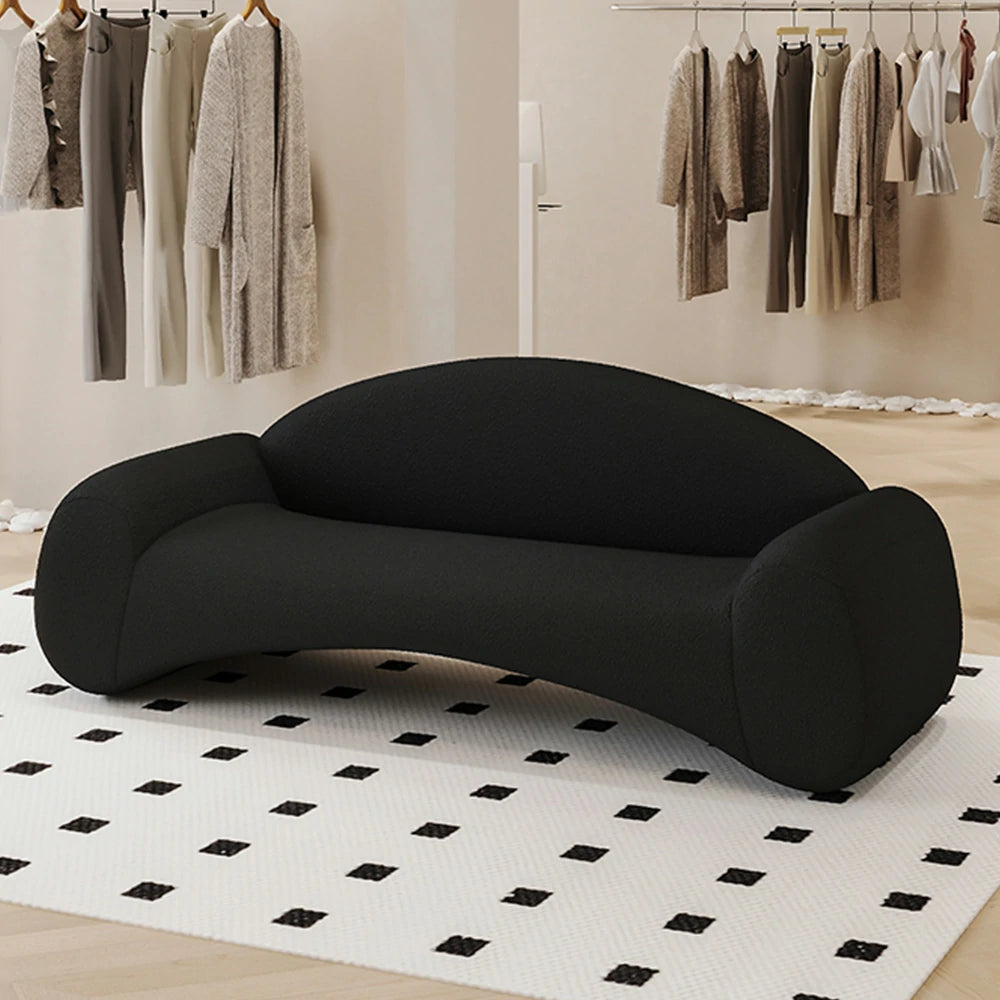 LIVARA 170/210cm Sofa Cat-Scratch-Resistant Leather Upholstered, Waterproof, Easy-to-Clean, Ergonomic Curved Design, High-Density Sponge - Black