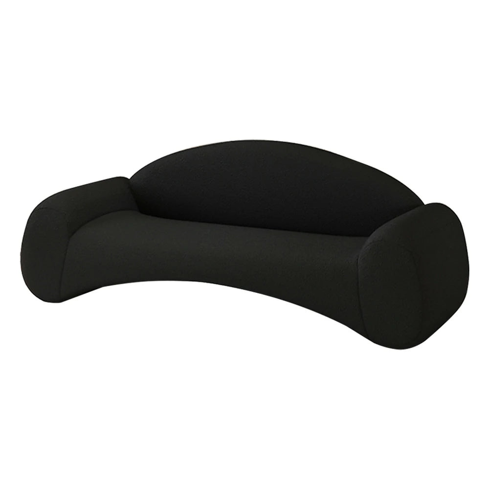 LIVARA 170/210cm Sofa Cat-Scratch-Resistant Leather Upholstered, Waterproof, Easy-to-Clean, Ergonomic Curved Design, High-Density Sponge - Black