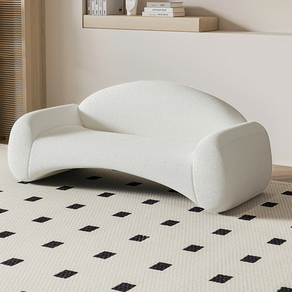 LIVARA 220cm Sofa Matte Velvet Upholstered, Waterproof, Easy-to-Clean, Ergonomic Curved Design, High-Density Sponge - White