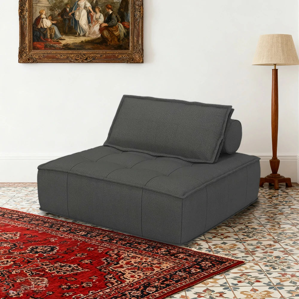 LIVARA Single Sofa Chair, Cotton-Linen Upholstery, High-Density Sponge with Latex Layer, Independent Spring Seat, Supportive & Comfortable Design - Grey