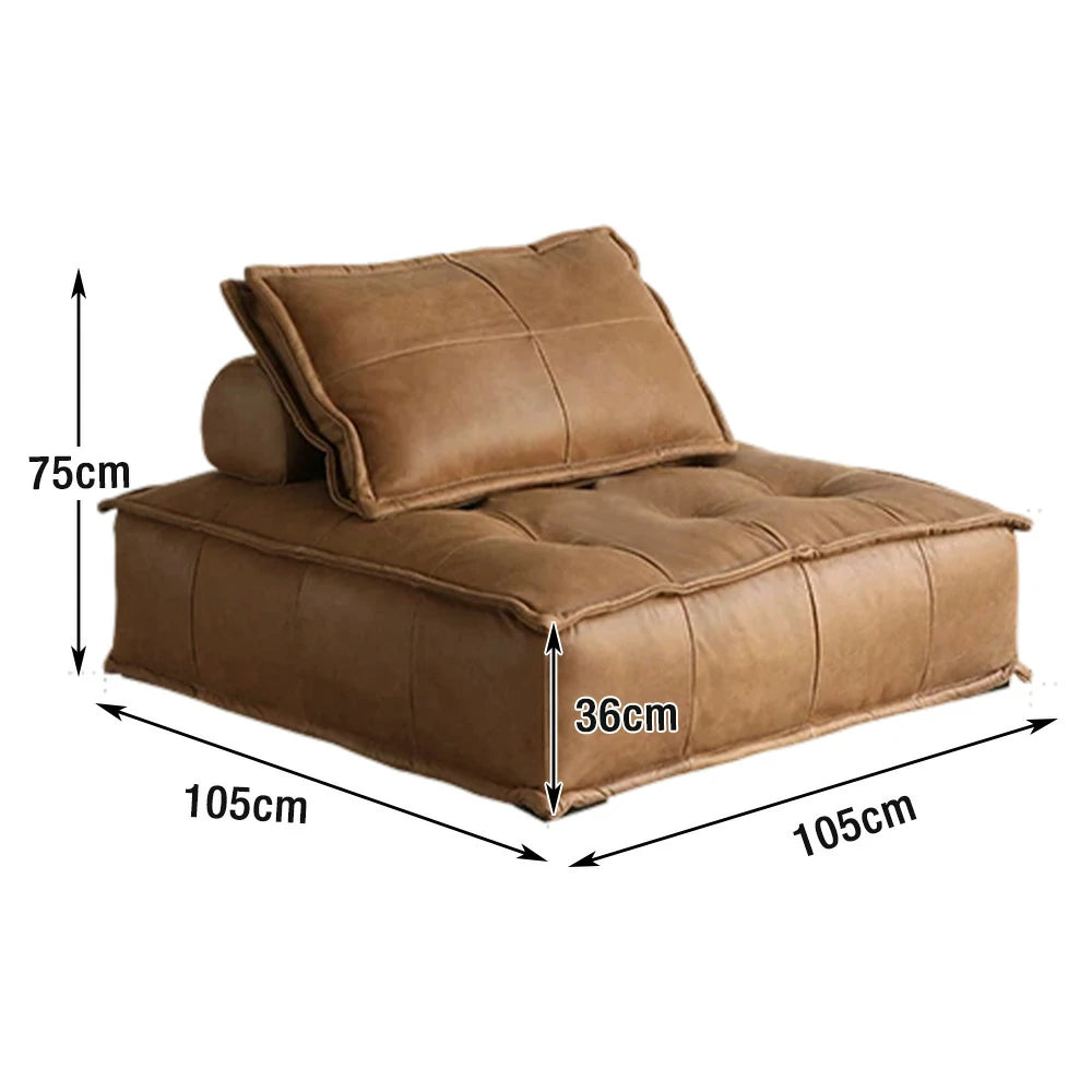LIVARA Single Sofa Chair, PU Leather Upholstery, High-Density Sponge with Latex Layer, Independent Spring Seat, Supportive & Comfortable Design - Brown