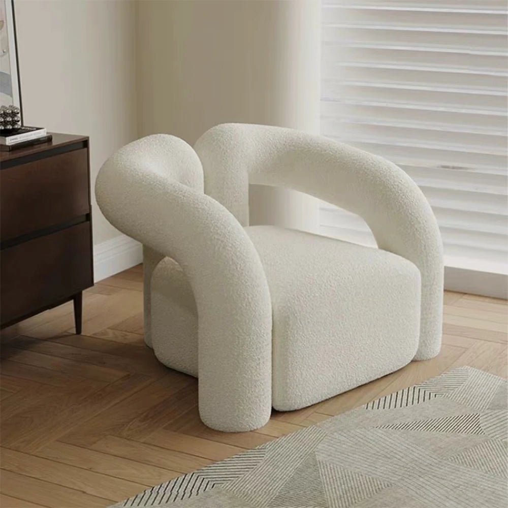 LIVARA 83/180cm Sofa Sherpa Fleece Upholstered, Ergonomic Curved Design, High-Density Sponge, Soft Touch, Durable Comfort - White