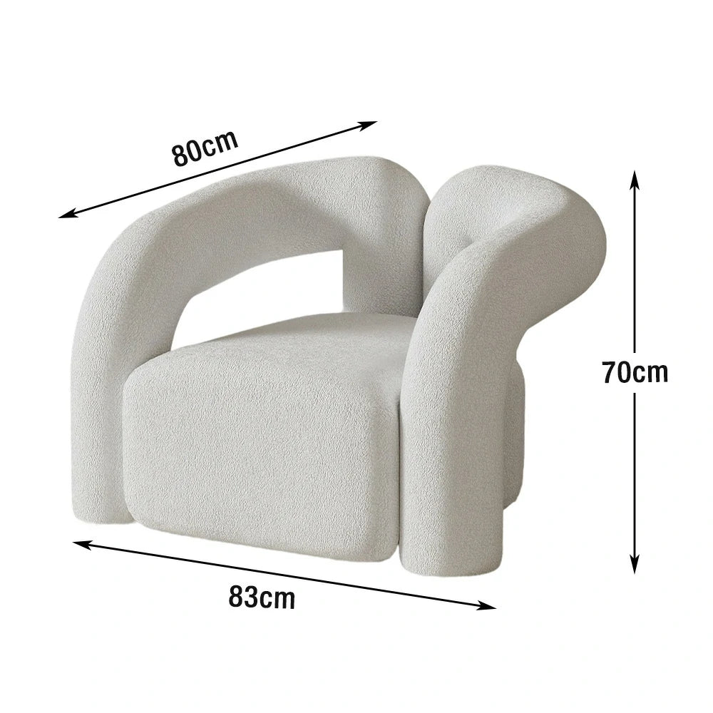 LIVARA 83/180cm Sofa Sherpa Fleece Upholstered, Ergonomic Curved Design, High-Density Sponge, Soft Touch, Durable Comfort - White