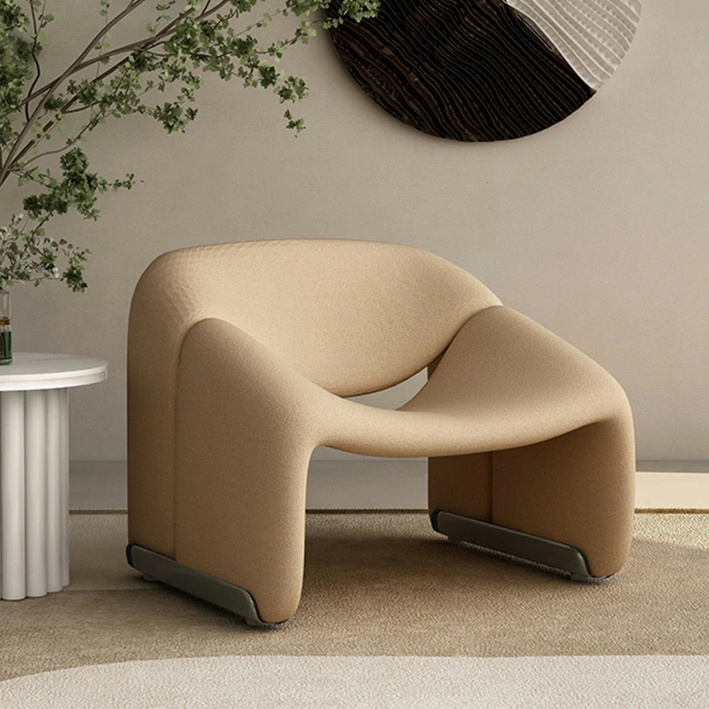 LIVARA Single Sofa Chair, Sherpa Fleece Upholstery, Contemporary Curved Frame, Resilient High-Density Cushion, Cozy Seating, Sturdy & Stylish - Brown