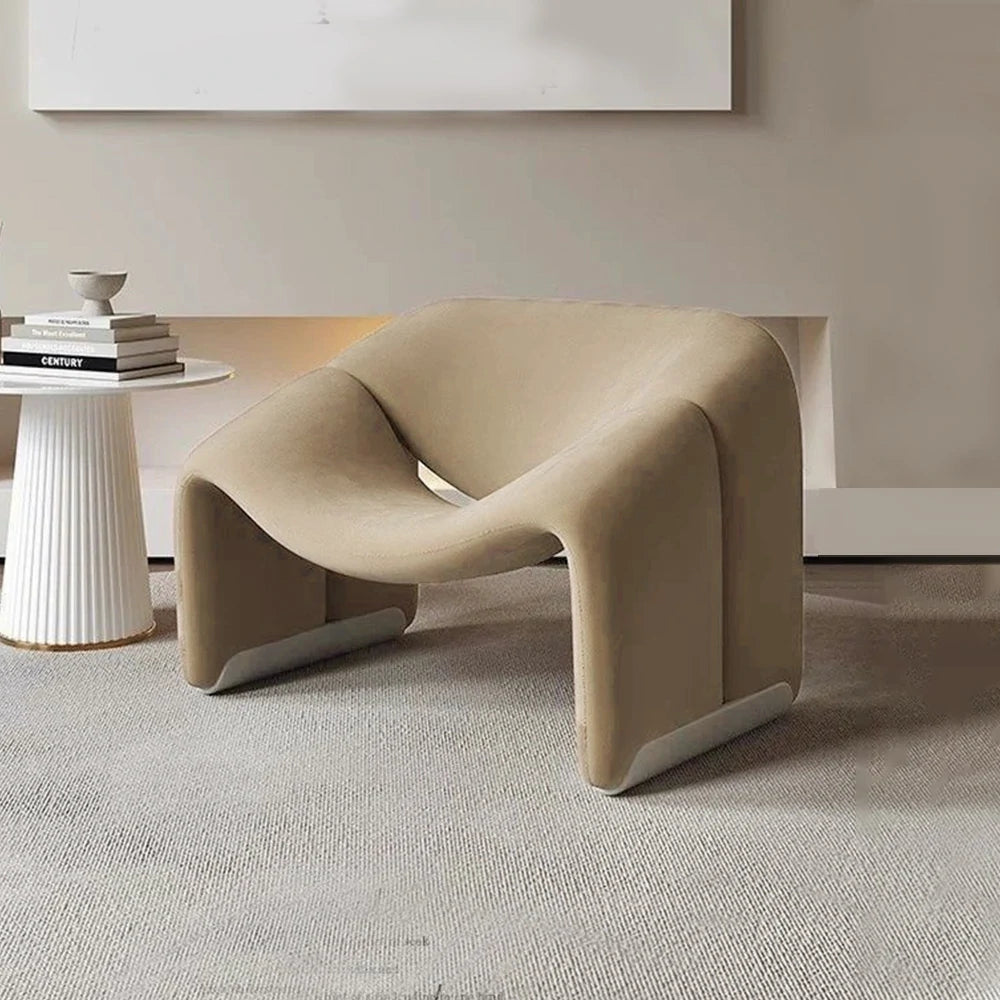 LIVARA Single Sofa Chair, Sherpa Fleece Upholstery, Contemporary Curved Frame, Resilient High-Density Cushion, Cozy Seating, Sturdy & Stylish - Brown