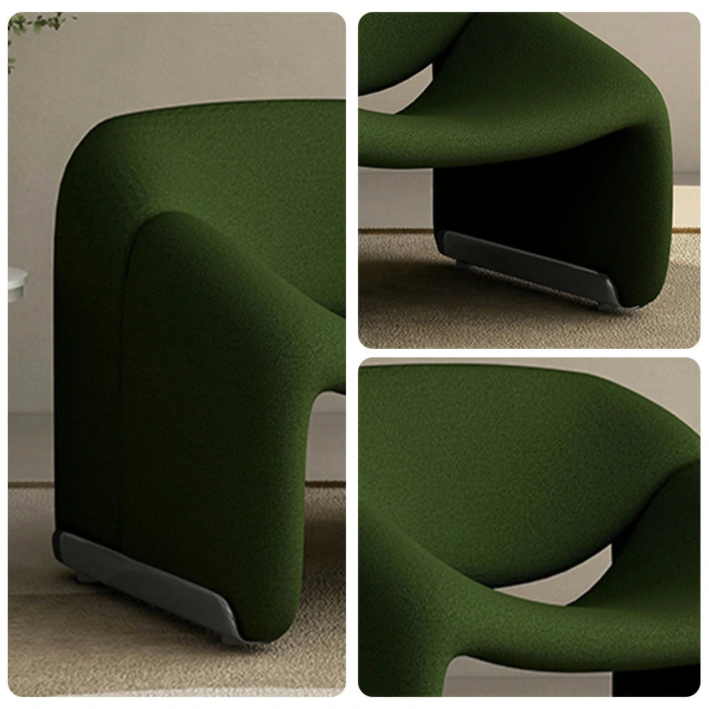 LIVARA Single Sofa Chair, Sherpa Fleece Upholstery, Contemporary Curved Frame, Resilient High-Density Cushion, Cozy Seating, Sturdy & Stylish - Green