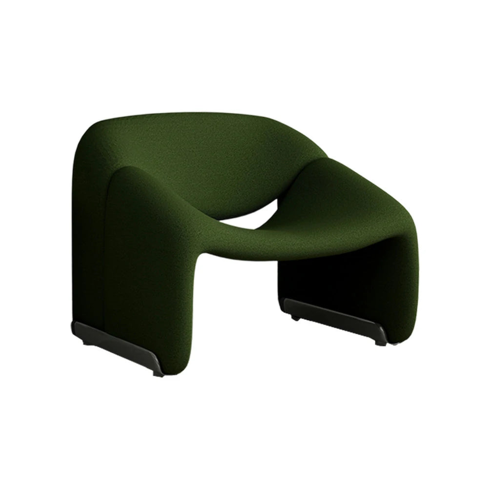 LIVARA Single Sofa Chair, Sherpa Fleece Upholstery, Contemporary Curved Frame, Resilient High-Density Cushion, Cozy Seating, Sturdy & Stylish - Green