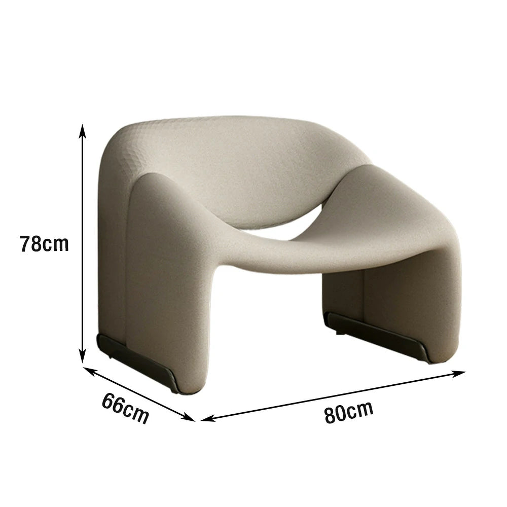 LIVARA Single Sofa Chair, Sherpa Fleece Upholstery, Contemporary Curved Frame, Resilient High-Density Cushion, Cozy Seating, Sturdy & Stylish - Grey