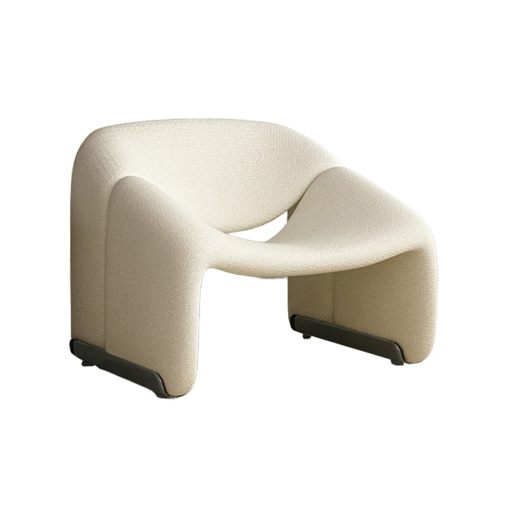 LIVARA Single Sofa Chair, Sherpa Fleece Upholstery, Contemporary Curved Frame, Resilient High-Density Cushion, Cozy Seating, Sturdy & Stylish - White