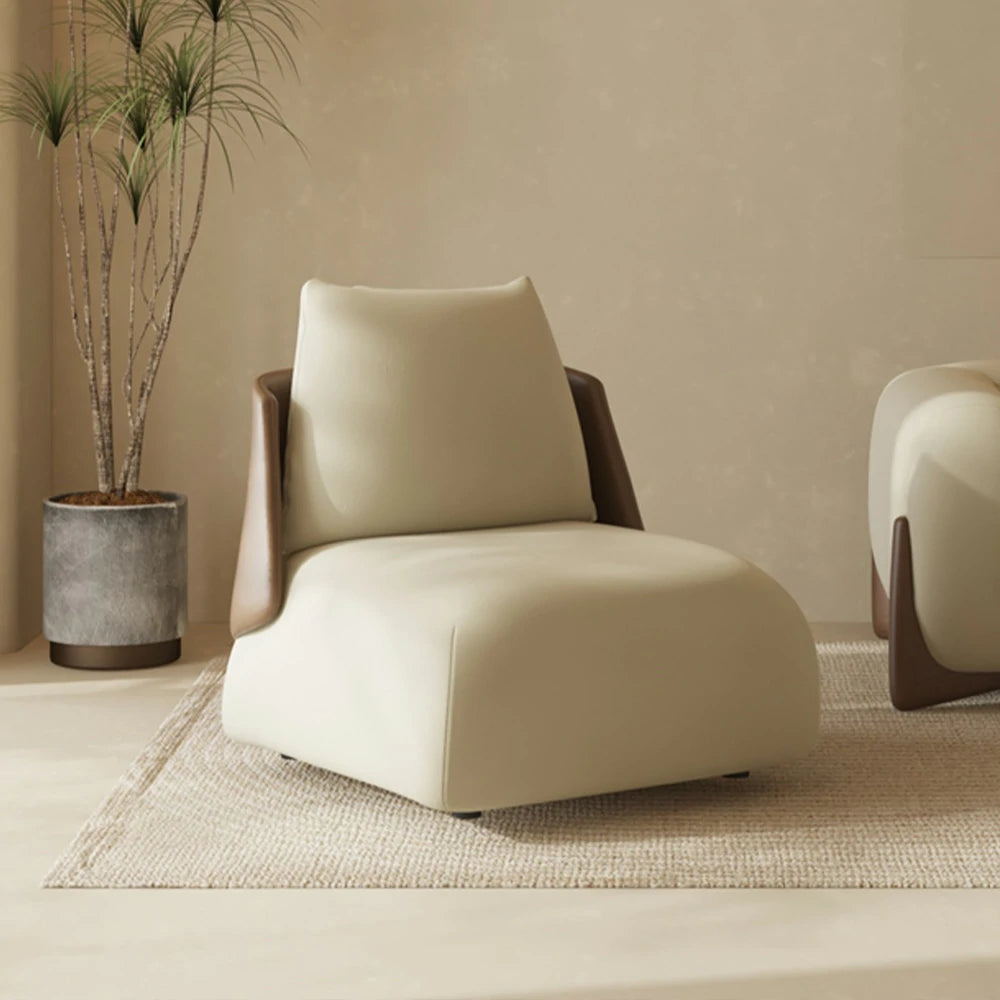 LIVARA Single Sofa Chair, PU Leather Upholstery, Ergonomic Low-Profile Design, High-Density Sponge Cushion, Sturdy & Comfortable Seating - White