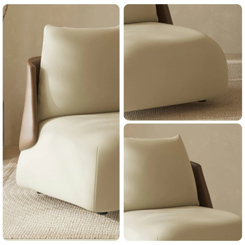 LIVARA Single Sofa Chair, PU Leather Upholstery, Ergonomic Low-Profile Design, High-Density Sponge Cushion, Sturdy & Comfortable Seating - White