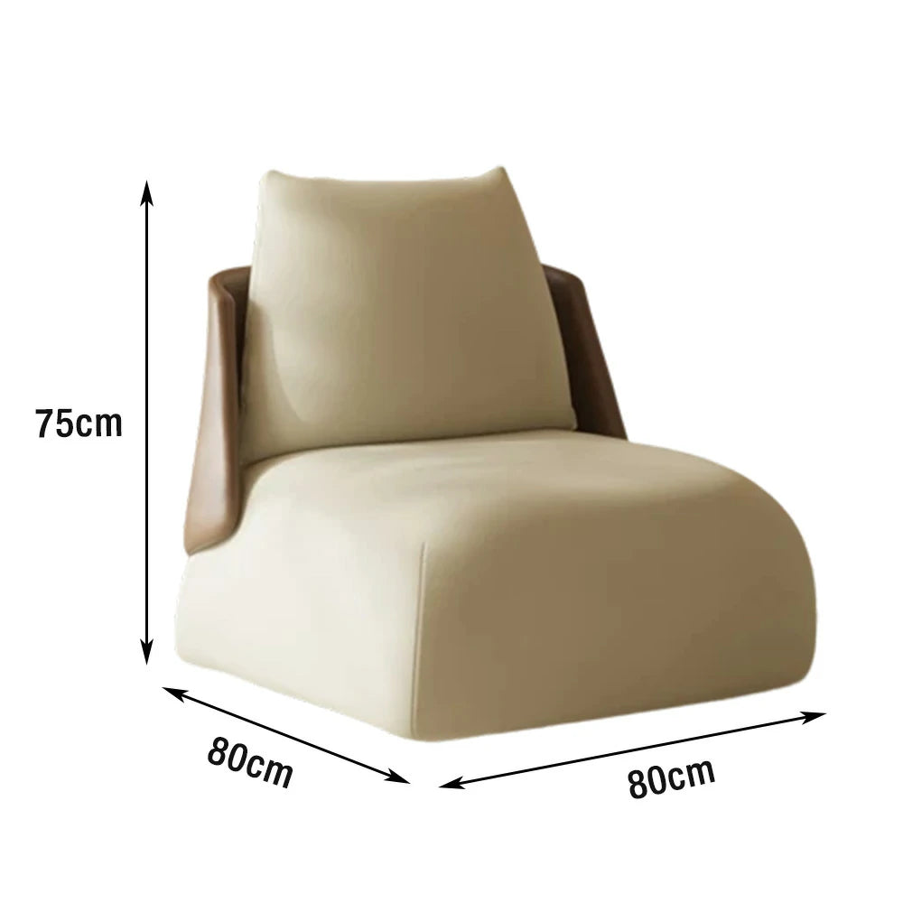LIVARA Single Sofa Chair, PU Leather Upholstery, Ergonomic Low-Profile Design, High-Density Sponge Cushion, Sturdy & Comfortable Seating - White