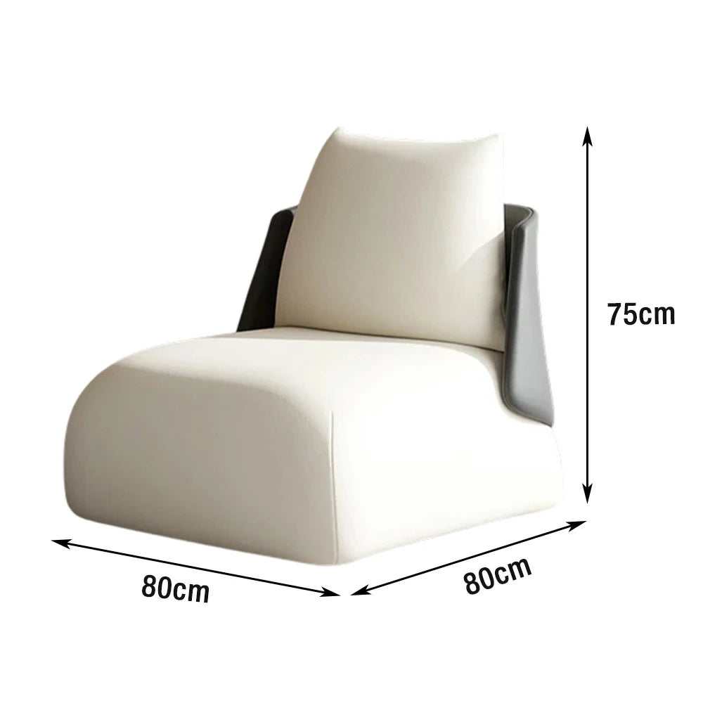 LIVARA Single Sofa Chair, PU Leather Upholstery, Ergonomic Low-Profile Design, High-Density Sponge Cushion, Sturdy & Comfortable Seating - Black & White