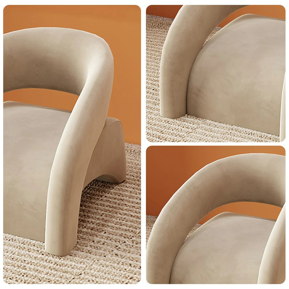 LIVARA Single Sofa Chair, Velvet Upholstery, Modern Curved Design, High-Density Sponge Cushion, Soft & Supportive, Stylish Comfort - Grey