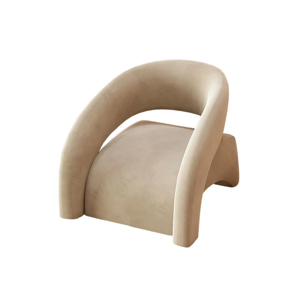 LIVARA Single Sofa Chair, Velvet Upholstery, Modern Curved Design, High-Density Sponge Cushion, Soft & Supportive, Stylish Comfort - Grey