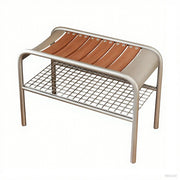 LIVARA 1135 TAYLOR Wooden Shoe Bench – Solid Ash Wood Seat, Metal Frame, Curved Ergonomic Design, Adjustable Feet - Wood