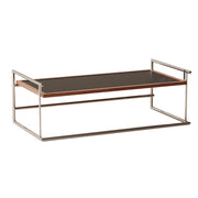 LIVARA 1136 Multi-Functional Sofa Low Table – Reversible Coffee Table/Desk, Vintage Solid Ash Wood Frame with Black Panel, Stainless Steel Legs - Black