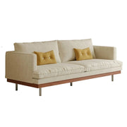 LUXORA 9951 220cm Corduroy Straight Sofa, Solid Larch Frame, Plush Filling, Rubberwood Base, Stainless Steel Legs - White