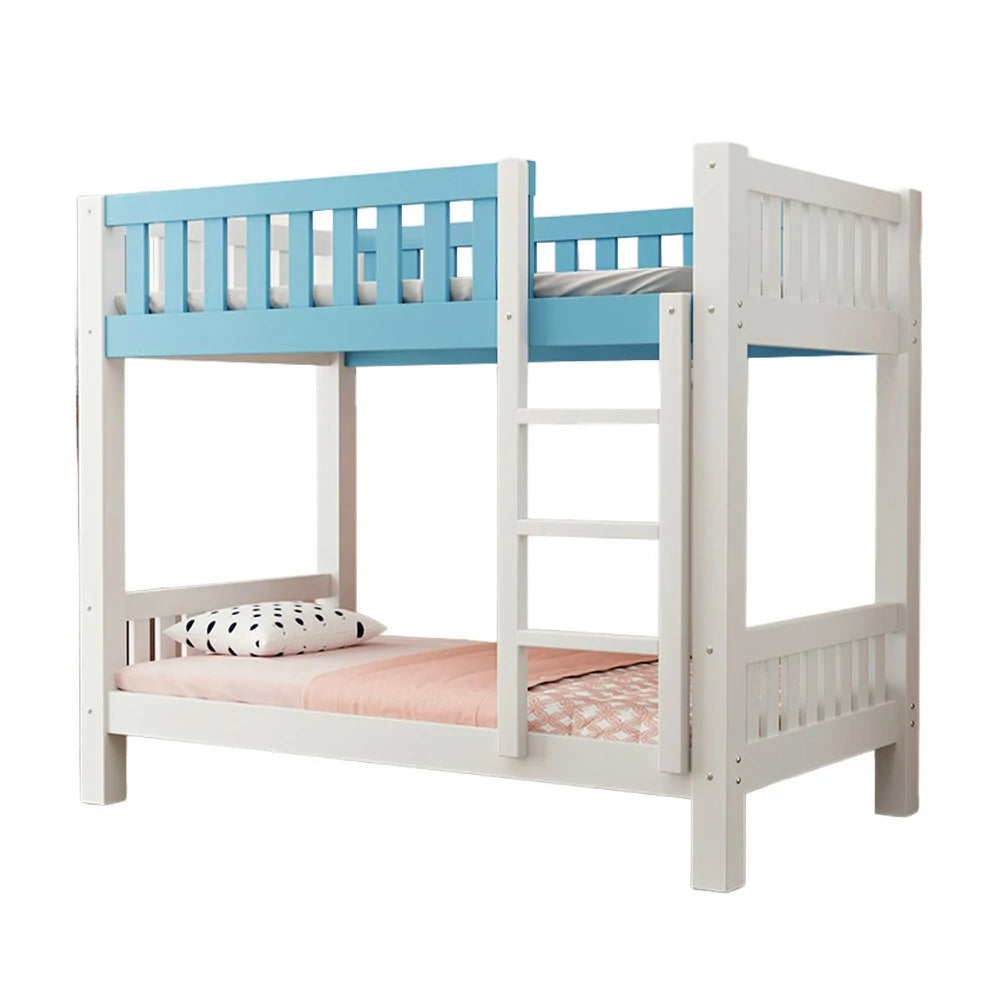 LUXORA Bunk Bed Eco-Friendly Solid Wood, 120/135/150cm, Wide Ladder with Protective Handrails, Reinforced Frame - Blue