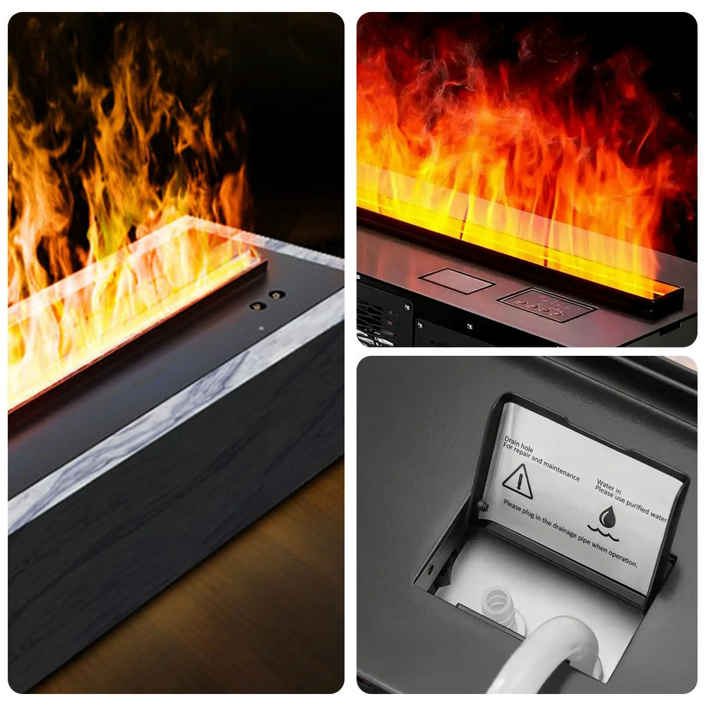 LIVARA CT700 Fog Fireplace 70/180/250cm – Steel/304 Stainless Steel, Single-Color Flame, Timer Control, LCD Touch Screen, Dual Light Design, Humidifier Function - Black