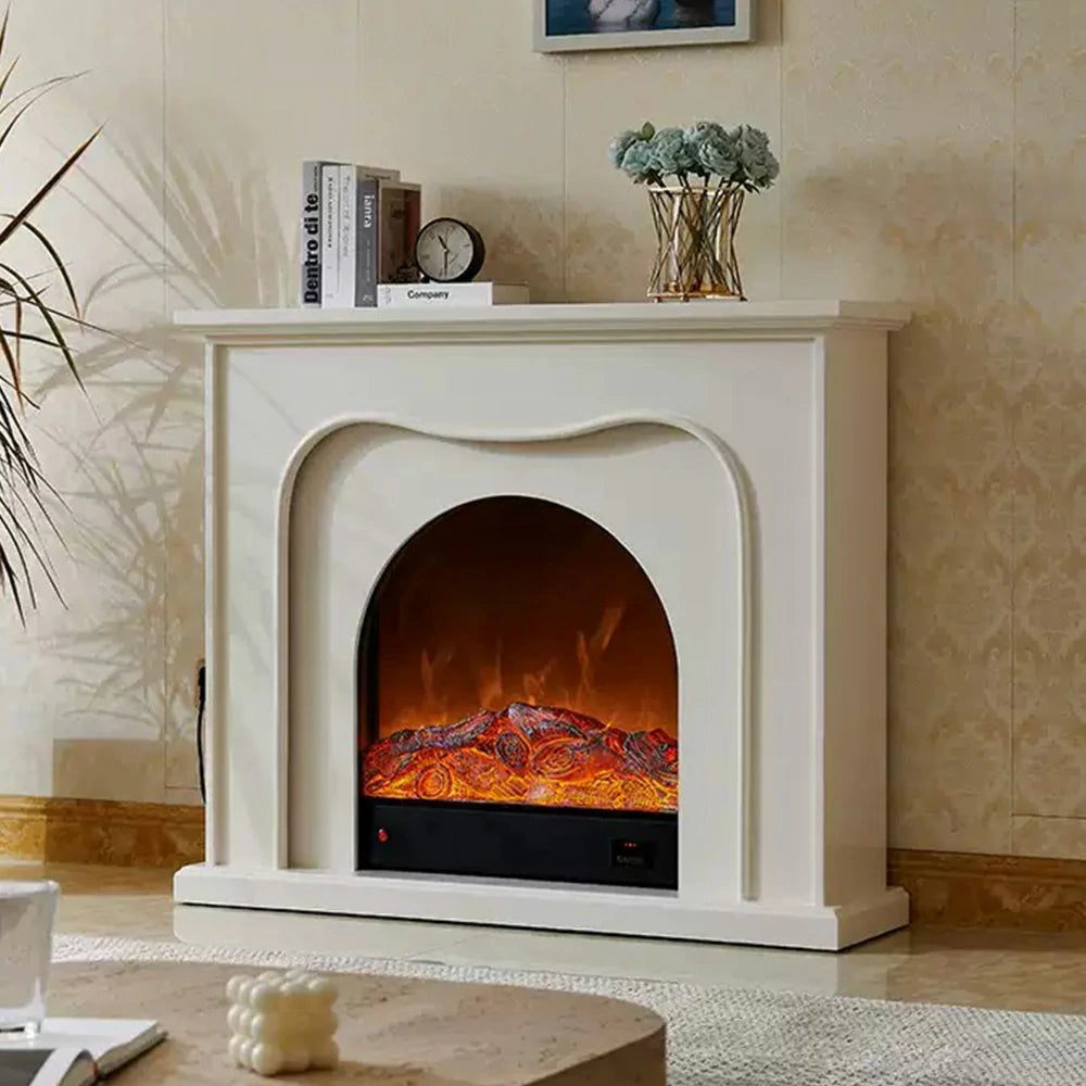 LIVARA 120cm Electric Fireplace TV Cabinet – Solid Wood Frame, 3D Flame Effect, Dual Core Options, Elegant Design with Functional Storage