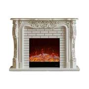 LIVARA 150cm Electric Fireplace TV Cabinet – Solid Wood Frame, 3D Flame Effect, Dual Core Options, Realistic Flame, Remote Control, Functional Storage - White