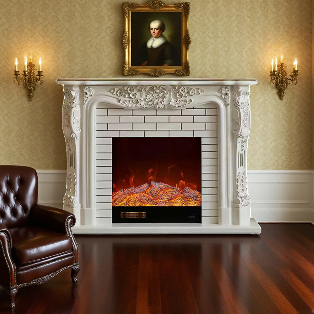 LIVARA 150cm Electric Fireplace TV Cabinet – Solid Wood Frame, 3D Flame Effect, Dual Core Options, Realistic Flame, Remote Control, Functional Storage - White