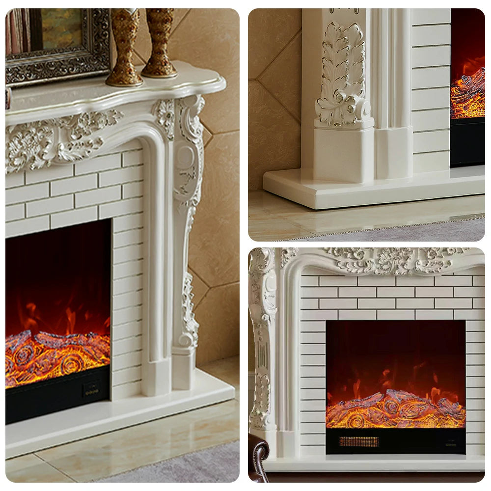 LIVARA 150cm Electric Fireplace TV Cabinet – Solid Wood Frame, 3D Flame Effect, Dual Core Options, Realistic Flame, Remote Control, Functional Storage - White