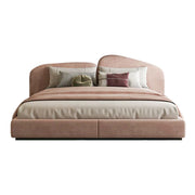 LUXORA Upholstered Bed Frame 150/180cm, Velvet Headboard, Solid Larch Wood & Steel Support, Padded Edges & Anti-Slip Design - Pink