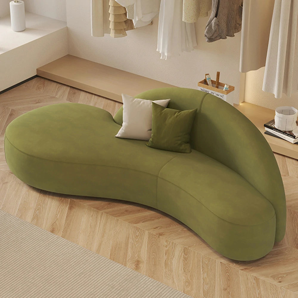LIVARA 220cm Sofa Matte Velvet Upholstered, Waterproof, Easy-to-Clean, Ergonomic Curved Design, High-Density Sponge - Green
