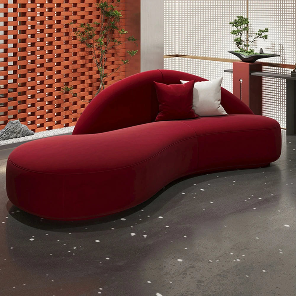 LIVARA 220cm Sofa Matte Velvet Upholstered, Waterproof, Easy-to-Clean, Ergonomic Curved Design, High-Density Sponge - Red