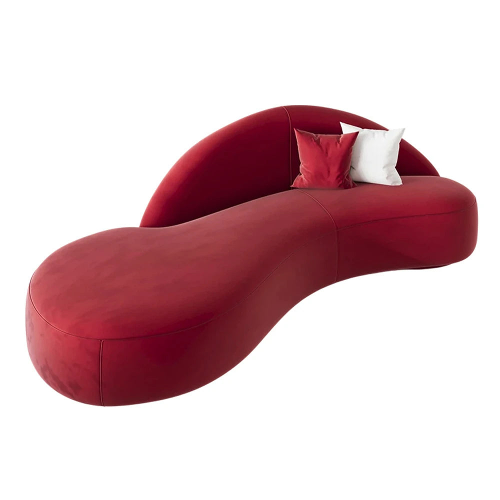 LIVARA 220cm Sofa Matte Velvet Upholstered, Waterproof, Easy-to-Clean, Ergonomic Curved Design, High-Density Sponge - Red