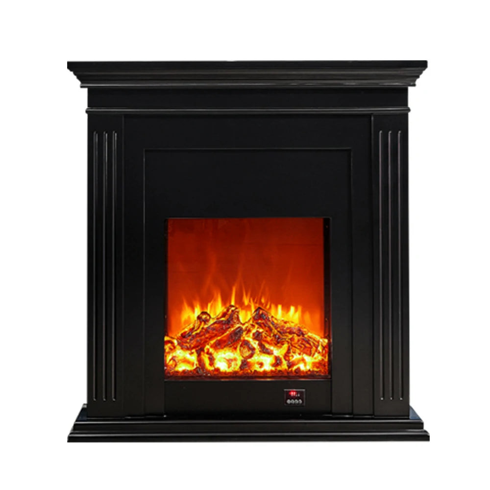 LIVARA 701 Solid Wood Electric Fireplace TV Console - 3D Flame Effect, Remote Control, Choice of 12W Decorative Core or 750–1500W Heating Core - Black