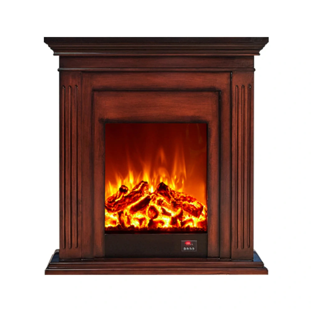 LIVARA 701 Solid Wood Electric Fireplace TV Console - 3D Flame Effect, Remote Control, Choice of 12W Decorative Core or 750–1500W Heating Core - Brown