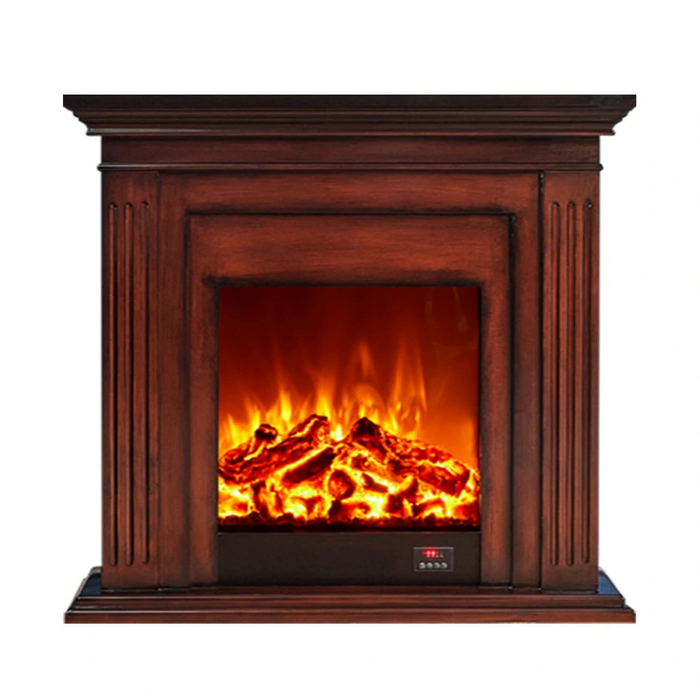 LIVARA 701 Solid Wood Electric Fireplace TV Console - 3D Flame Effect, Remote Control, Choice of 12W Decorative Core or 750–1500W Heating Core - Brown