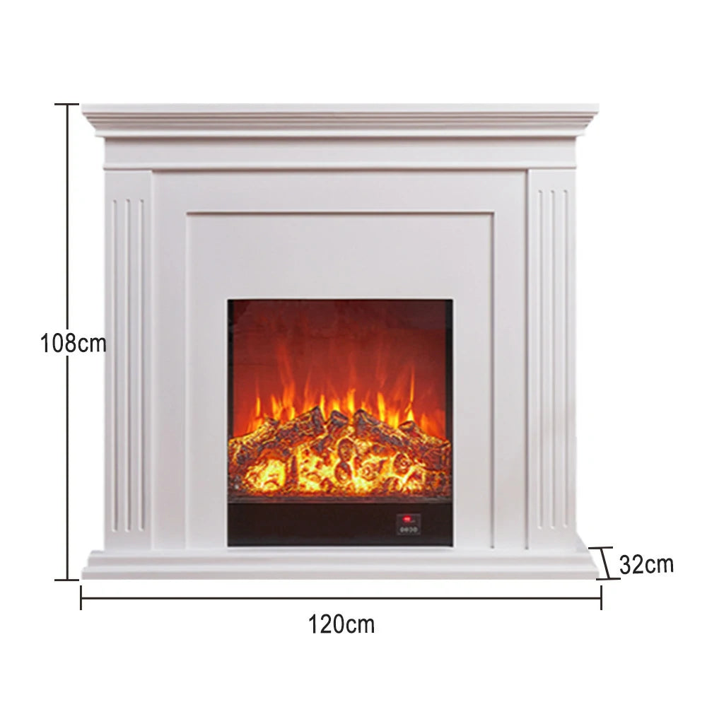 LIVARA 701 Solid Wood Electric Fireplace TV Console - 3D Flame Effect, Remote Control, Choice of 12W Decorative Core or 750–1500W Heating Core - White