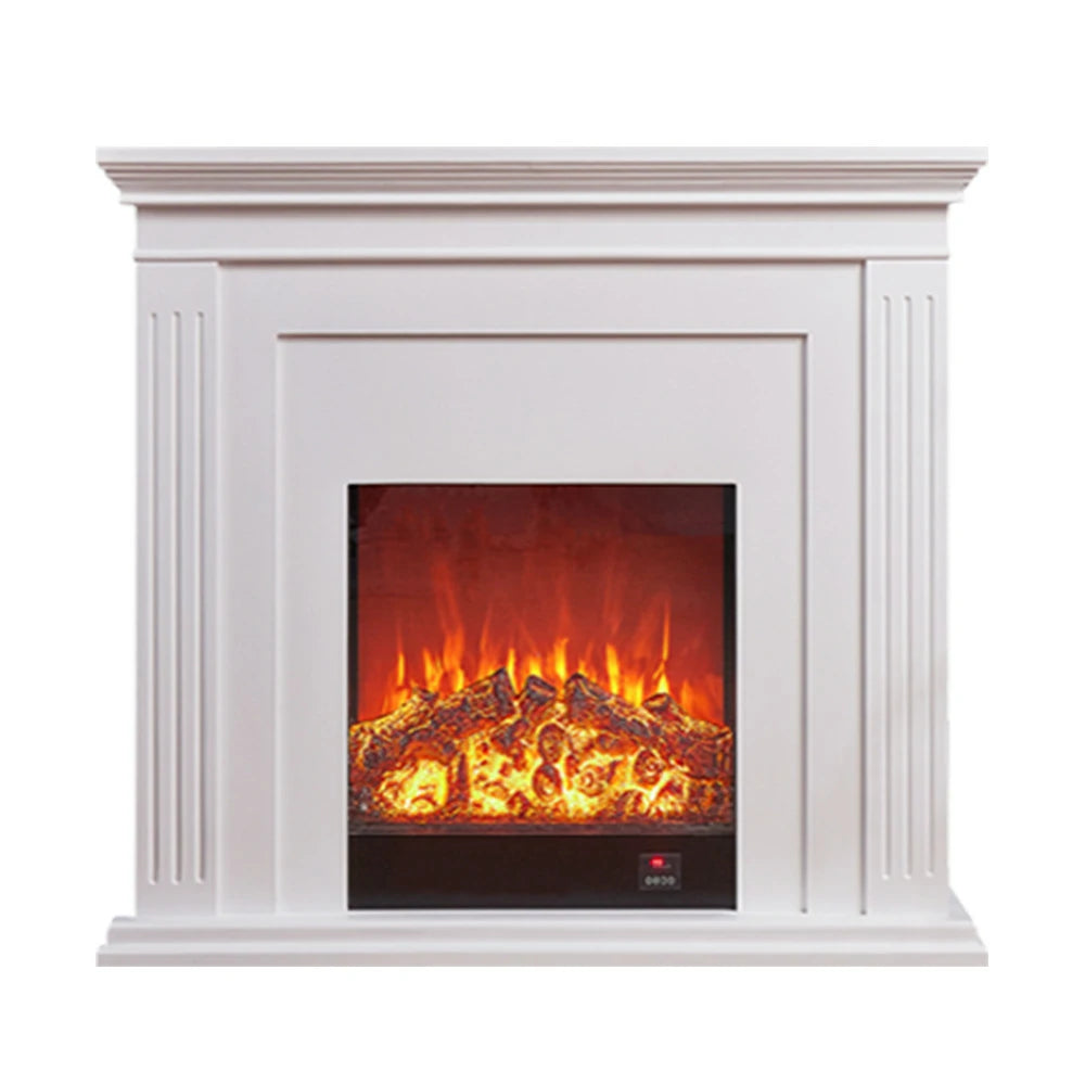 LIVARA 701 Solid Wood Electric Fireplace TV Console - 3D Flame Effect, Remote Control, Choice of 12W Decorative Core or 750–1500W Heating Core - White