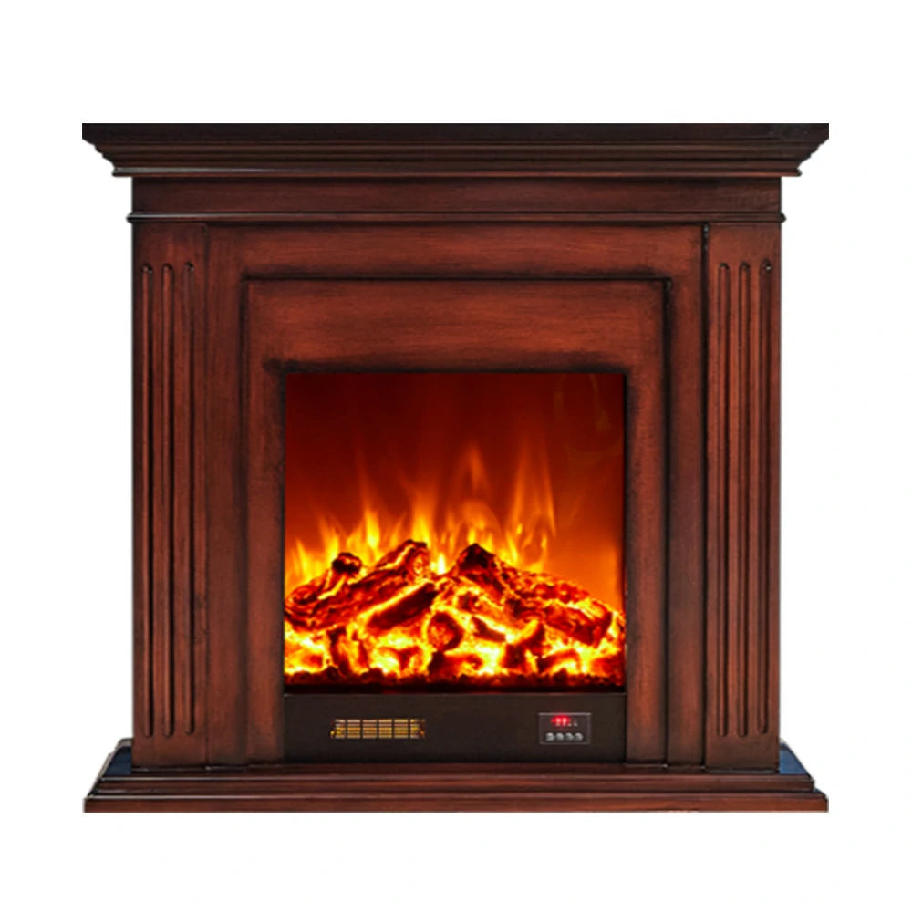 LIVARA 701 Solid Wood Electric Fireplace TV Console - 3D Flame Effect, Remote Control, Choice of 12W Decorative Core or 750–1500W Heating Core - Brown